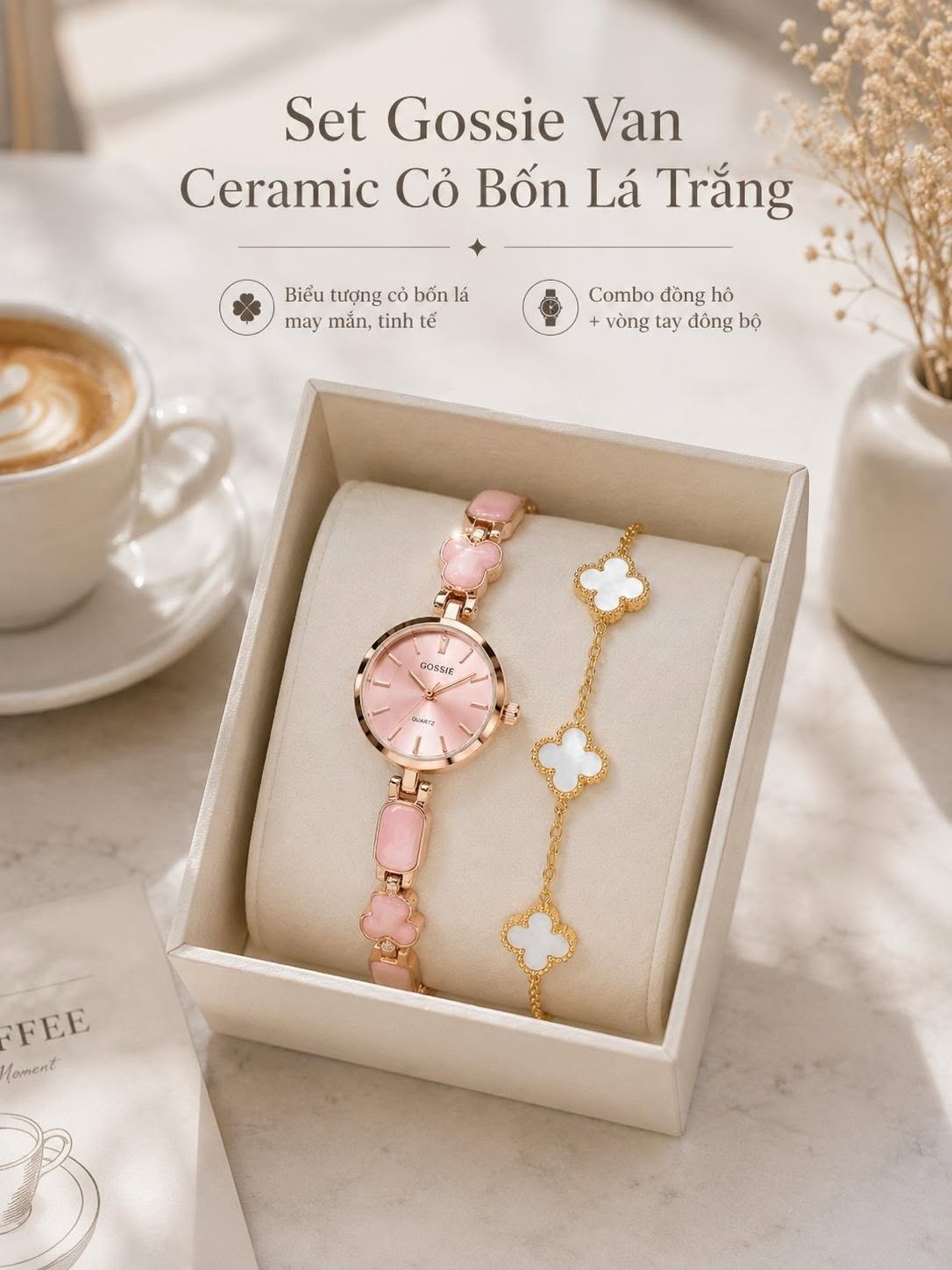 Set Gossie Van Ceramic Cỏ Bốn Lá