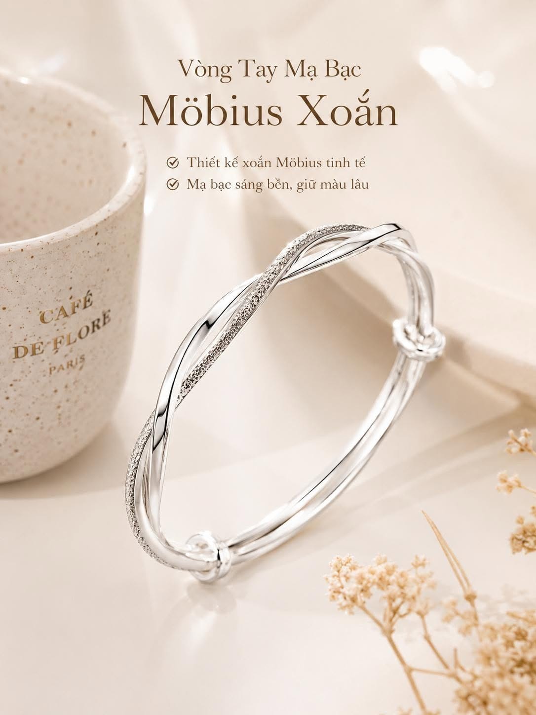 Vòng Tay Mạ Bạc Möbius Xoắn - ảnh 5